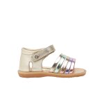 Sandales en cuir rubino rose - platine -