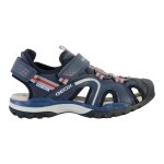 Sandales en cuir � scratch marine rouge