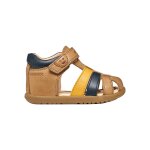 Sandales en cuir � scratch marron marine