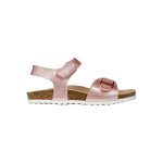 Sandales en cuir � scratch rose