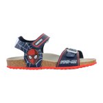 Sandales en cuir � scratch - spiderman marine rouge