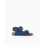 Sandales en cuir avec semelle en lige bleu fonc