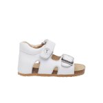 Sandales en cuir de veau cir� bea blanc -