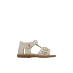 Sandales en cuir verni quarzo blanc - platine