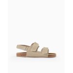 Sandales en daim � semelle int�rieure en li�ge beige clair