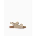 Sandales en daim � semelle int�rieure en li�ge beige clair