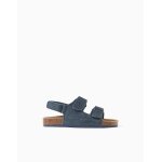 Sandales en daim � semelle int�rieure en li�ge bleu