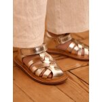 Sandales ferm�e cuir or