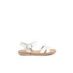 Sandale fille croise cuir lisse blanc