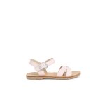 Sandale fille croise cuir lisse rose