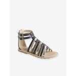 Sandales fille en cuir noir