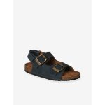 Sandales gar�on cuir boucles bleu