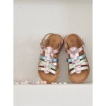 Sandales multi - brides cuir fille lilas