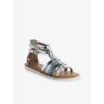 Sandales multi - brides esprit spartiates cuir enfant argent Sandales multi - brides esprit spartiates cuir enfant argent