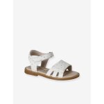 Sandales paillet�es scratch�es enfant collection maternelle blanc imprim�