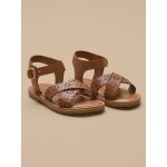 Sandales perfor�es fille en cuir cognac
