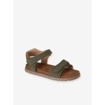 Sandales scratch�es cuir enfant kaki