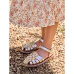 Sandales scratch�es cuir enfant or