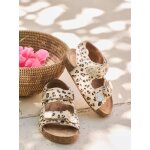 Sandales scratch�es cuir imprim� b�b� beige imprim�