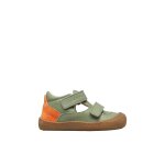 Sandales semi en cuir et en daim irtys vert - orange