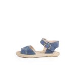 Sandale en su�de brides crois�es et semelle en jute bleu