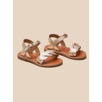 Sandales tress�es en cuir dore