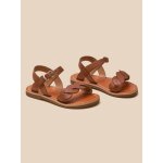 Sandales tress�es en cuir tan