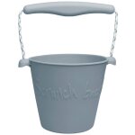 Seau de plage en silicone souple bleu gris