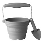 Seau pliable en silicone avec truelle jouet de jardin et de plage souple et color� grey