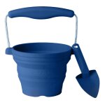 Seau pliable en silicone avec truelle jouet de jardin et de plage souple et color� midnight blue