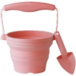 Seau pliable en silicone avec truelle jouet de jardin et de plage souple et color - rose pastel rose ...