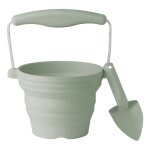 Seau pliable en silicone avec truelle jouet de jardin et de plage souple et color� sage green