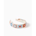 Serre - t�te avec motif floral au crochet blanc