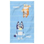 Serviette de bain et de plage imprim�e 100% coton, bluey duo bleu ciel