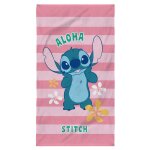 Serviette de bain et de plage imprim�e 100% coton, disney home stitch ohana rose