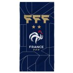 Serviette de bain et de plage imprim�e 100% coton, fff construction bleu marine