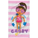 Serviette de bain et de plage imprim�e 100% coton, gabby et la maison magique pink rose