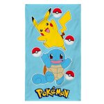 Serviette de bain et de plage imprim�e 100% coton, pokemon port bleu ciel