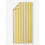 Serviette de bain ray�e transat personnalisable, avec coton recycl� ray� jaune