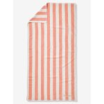 Serviette de bain ray�e transat personnalisable, avec coton recycl� ray� rose