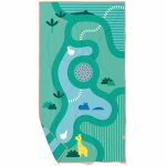 Serviette de plage 2 en 1 vert d'eau, bleu, blanc