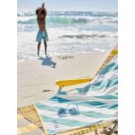 Serviette de plage / de bain personnalisable, avec coton recyclé rayé bleu Serviette de plage / de bain personnalisable, avec coton recyclé rayé bleu