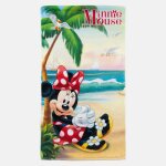 Serviette de plage d�cor plage et personnage minnie bleu