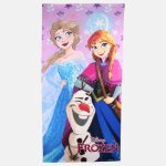 Serviette de plage avec dessin la reine des neiges mauve