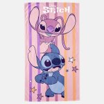 Serviette de plage enfant avec dessin lilo & stitch rose