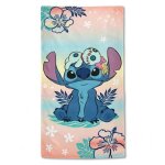 Serviette de plage enfant � motif personnage color� lilo & stitch rose