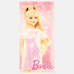Serviette de plage fille avec personnage barbie rosatre
