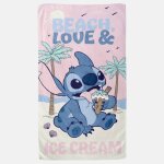 Serviette de plage imprim�e grand format lilo & stitch rose p�le