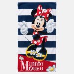 Serviette de plage lignes et personnage minnie marine