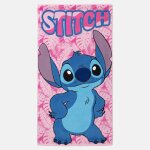 Serviette de plage motif et personnage lilo & stitch rose